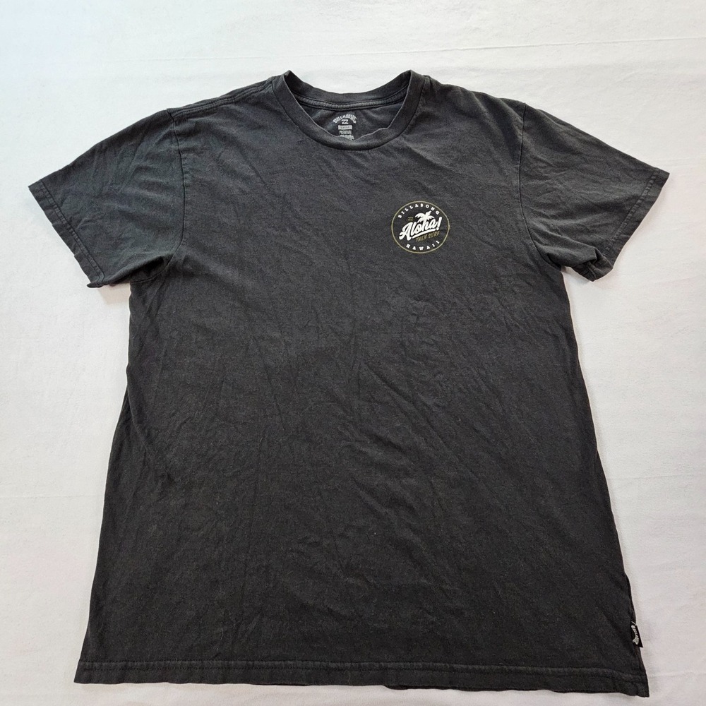 Billabong Hawaii Aloha Then Surf Black Short Sleeve Cotton T-Shirt Men's L